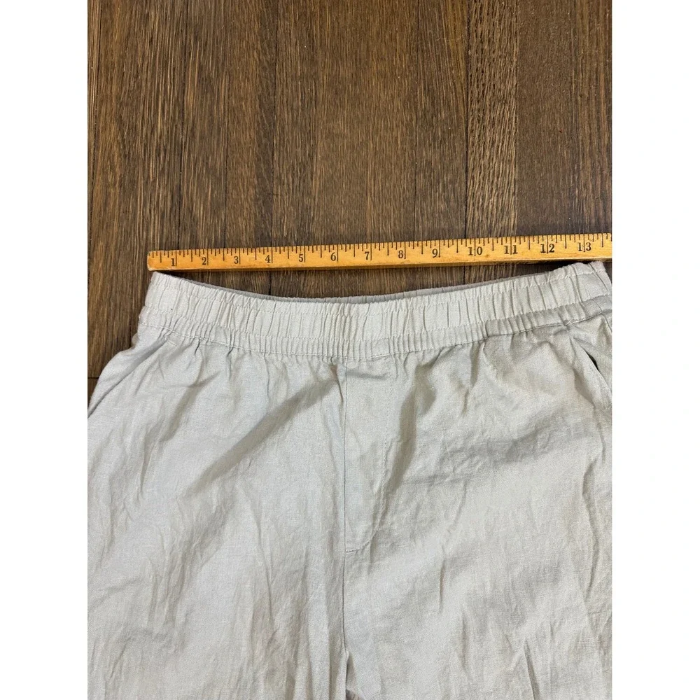 Zara Linen Blend Wide Leg Eyelet Embroidered Pants Beige Small Boho Trousers(48)